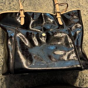 MICHAEL Michael Kors Shiny Black and Tan Tote